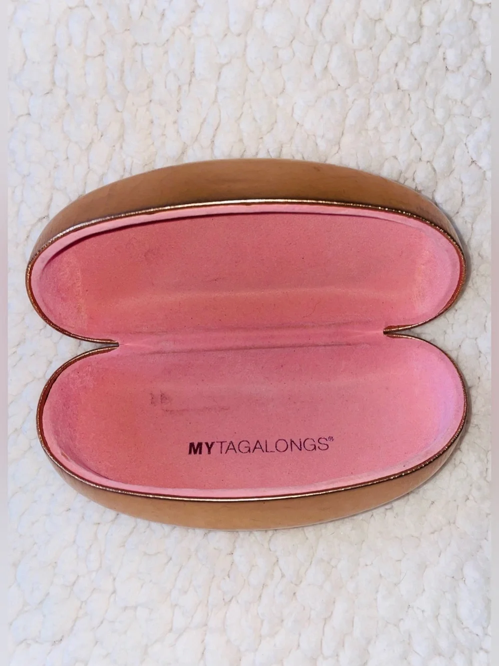 Goddess Metallic Rose Gold Sunglasses Case with Pink Logo